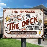 Personalized Deck Sign, Grilling and Good Drink Party Custom Vintage The Deck Metal Sign for Home