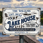 Personalized Pontoon At The Lake, Lake House Sign Custom Vintage Metal Sign for Lake House