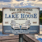 Personalized Lake Time Well Wasted Lake House Sign, Custom Vintage Metal Signs for Lake House