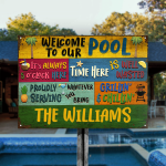 Personalized Swimming Pool Sign, Welcome To Our Pool Custom Vintage Metal Signs for Summer