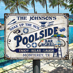 Personalized Pool Bar & Grill, Pool Sign, Poolside Sign Customized Vintage Metal Signs for Home
