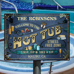 Personalized Hot Tub Stress Free Zone Custom Vintage Metal Signs, Hot Tub Sign for Owner