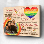 Custom Photo LGBT Pride Month Gift, Anniversary Gift for Lesbian Couple, I choose you LGBT Couple Canvas