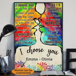 Customized LGBT Gift, I choose You Gay Couple Canvas, Lesbian Couple Wall Art, LGBT Pride Month Gift Hand in Hand Wall Art