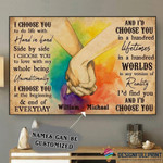 LGBT Pride Gift Idea LGBT I Choose You To Do Life With Hand In Hand LGBT Canvas Wall Art