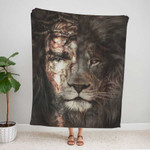 Jesus And Lion - The perfect combination Blanket, Lion Fleece and Sherpa Blanket