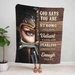 Female Warrior, Knight of God, God says you are strong Women Blanket, Sherpa & Fleece Women Warrior Blanket