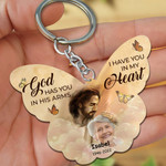 I Have You In My Heart Personalized Butterfly Keychain, God has you in his arm Keychain