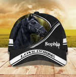 Personalized Black Hors Cap Custom Name 3D Classic Cap for Girl, Boy who loves Horse