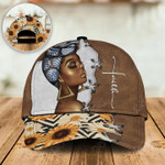 Black Woman Sunflower Faith Cap, Jesus Black Woman Cap, Hat for Black Wife