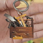 Personalized Carpenter Tool Box With Name Acrylic Keychain - Gift For Fathers
