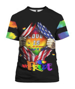 Love is Love 3D LGBT Shirt For Lesbian Gayer, Love Is Love Rainbow American Flag Support LGBT 3D Shirt
