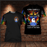 Eagle God Loves Everyone Whether You Like It Or Not 3D T Shirt for Gay Couple