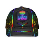 Gay Pride Baseball 3D Cap, LGBT Neon Hexagon Printing Classic Cap Hat, Lesbian Pride Accessories