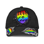 Pride Lesbian 3D Classic Cap, Black Jean Background Love Is Love LGBT Printing Baseball Cap Hat