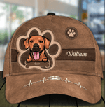 Personalized Golden Retriever Cap for Daughter, Leatherette Pawprints Hat for Son Dog Lovers