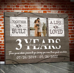 3 Years Wedding Anniversary Gifts, Custom Picture Couple Wall Art for Husband and Wife Canvas for Bedroom