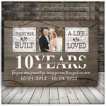 10 Year Anniversary Gift Wife, Custom Photo Husband and Wife Couple Canvas for Bedroom