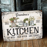 Personalized Kitchen Wall Art, Custom Name Bless the food before us Kitchen Jesus Canvas Prints