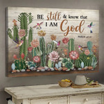 Cactus and Hummingbird, Be still and know that I am God Jesus Painting for Christian