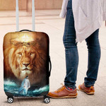 Lion of Judah, Jesus Walk on the Sea Luggage Cover, Lion and Jesus Travel Luggage Cover