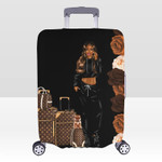 Auburn Black Woman Luggage Cover, African American Afro Lady Blonde Hair, Suitcase Covers
