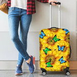 Sunflower Butterfly Luggage Suitcase Cover, Luggage Protector for Sunflower Lovers