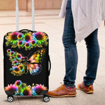 Colorful Sunflower Butterfly Faith Jesus Luggage Cover, Jesus Suitcase Protector