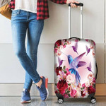 Flowers Hummingbird Luggage Cover, Hummingbird Suitcase Protector for Hummignbird Lovers