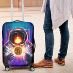 Customized Bitcoin Luggage Cover for Investor, Coin Trading, Bitcoin Spaceman, Bitcoin to the moon suitcase protector