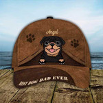 Personalized Pug Dog Hat, Custom Photo Pug Cap Leather Pattern 3D Cap for Mom & Dad