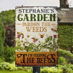 Personalized Bee Garden Pardon The Weeds Customized Vintage Metal Signs for Garden