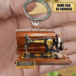Personalized Sewing Machine Wooden & Acrylic Keychain - Gift For Sewing Lovers, Sewing Mom Keychains
