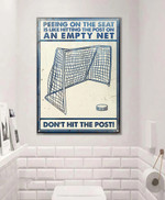Funny Hockey Sign in Bathroom, Peeing on the seat, Don't Hit The Post Vintage Metal Sign