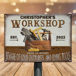 Personalized Carpenter Vintage Workshop Metal Signs, Carpenter Tool Bag Metal Sign