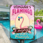 Personalized Flamingo Lounge Let's Flamingle Custom Classic Vintage Metal Sign for Summer