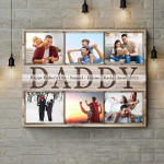 Custom Photo Father Collage Canvas for Daddy, Father Wall Art for Him