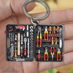 Personalized Electrician Tool Box Acrylic Keychain, Keychain for Electrician, Gift for Dad Electrician