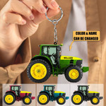 Personalized Tractor Keychain, Custom Name Tractor Driver Acrylic Keychain for Him