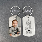 Personalized Photo Keychain Gift For Dad-I Love You Daddy-Custom Keychain With Picture-New Dad Keychain, First Father's Day Keychain