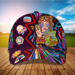 Customized Guitar Hippie Girl Cap, Love Peace Music Hippie Hat for Women, Girlfriend