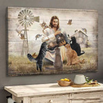 Jesus Painting, Cats, Tranquil farm - Jesus Landscape Canvas Prints, Wall Art