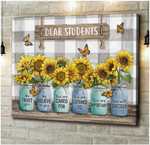 Sunflowers Vase, Dear Student Classroom Wall Art, Gift for Teacher, Back to School Canvas