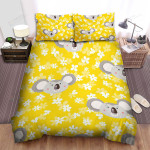 The Wildlife - The Koala And White Flowers Bed Sheets Spread Duvet Cover Bedding Sets
