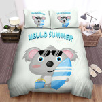The Wildlife - Hello Summer From The Surfer Koala Bed Sheets Spread Duvet Cover Bedding Sets