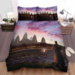 Angkor Wat Sunset Monk Bed Sheets Spread Comforter Duvet Cover Bedding Sets