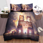 Notre Dame On Fire Art Bed Sheets Spread Comforter Duvet Cover Bedding Sets