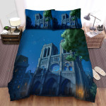 Notre Dame At Night Bed Sheets Spread Comforter Duvet Cover Bedding Sets