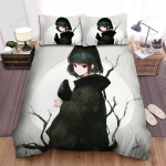 The Crow And The Anime Girl Art Bed Sheets Spread Duvet Cover Bedding Sets