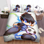 Blue Lock Yoichi Isagi Chibi Illustration Bed Sheets Spread Duvet Cover Bedding Sets